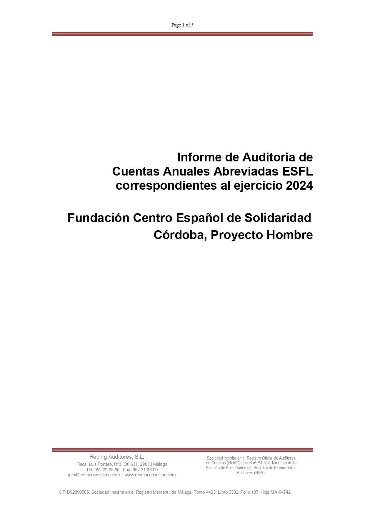 Auditoría Proyecto Hombre Córdoba 2024